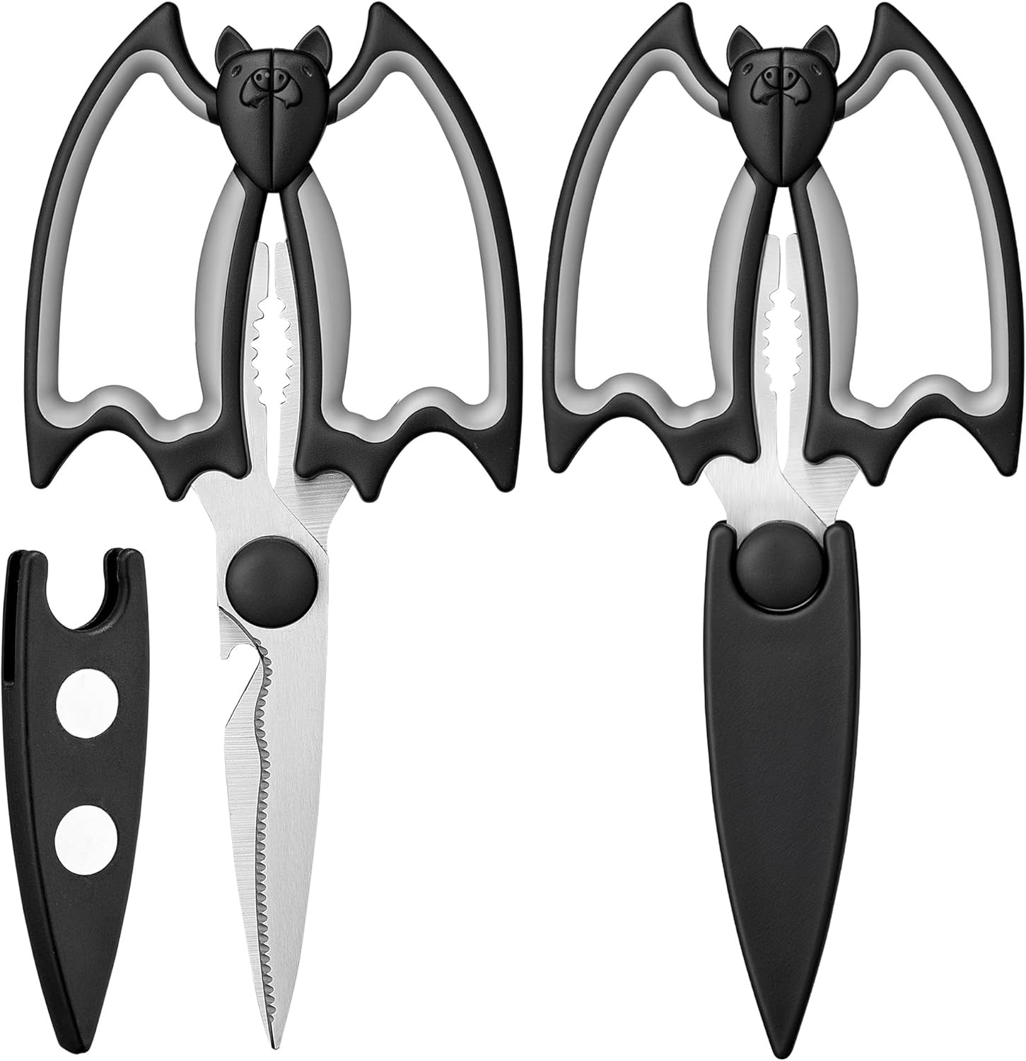 Bat Kitchen Scissors All Purpose 2 Pack - Halloween Goth Cute Kitchen Shears - H