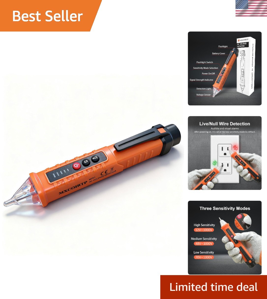 Smart Voltage Tester: 3-Range Non-Contact Detector with Compact Design & Alarm