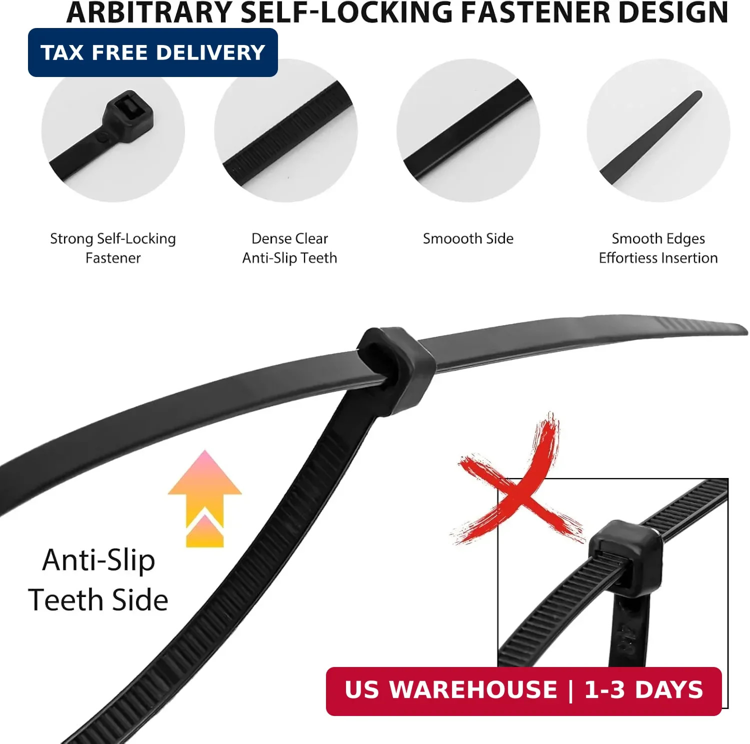 Cable Zip Ties,400 Pack Black Assorted Sizes 12+8+6+4 Inch,Multi-Purpose Self-Lo