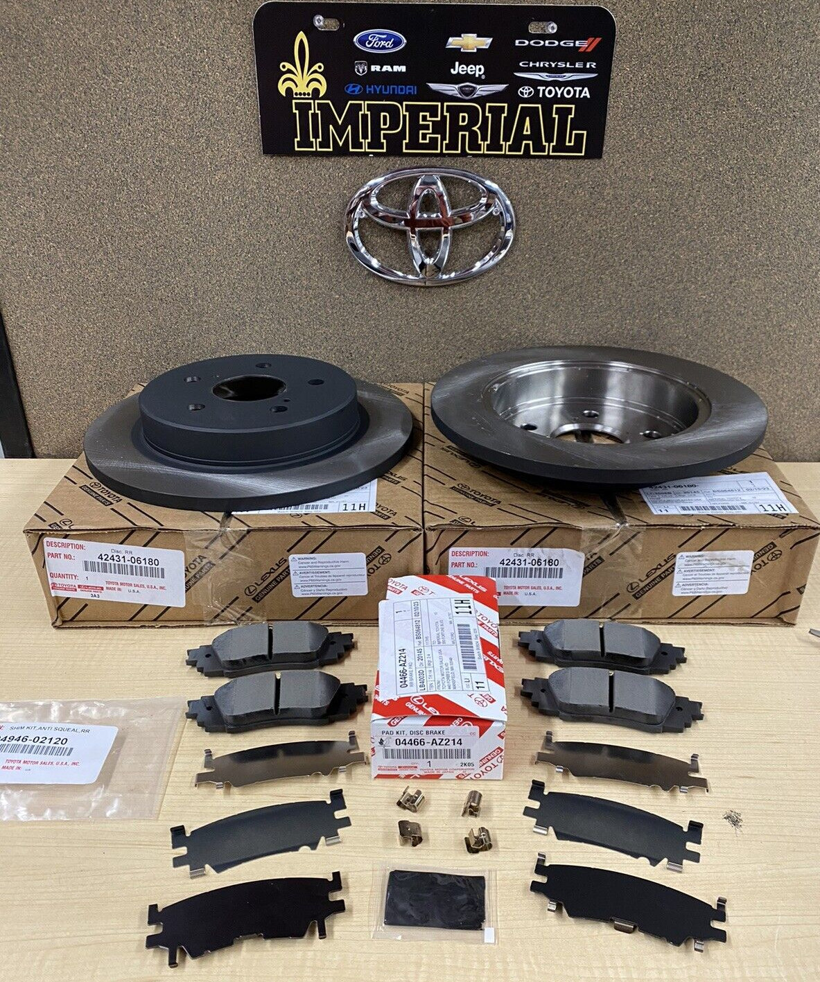 2019-2024 TOYOTA RAV4 OEM NEW REAR BRAKE KIT ROTORS TCMC PADS & SHIMS