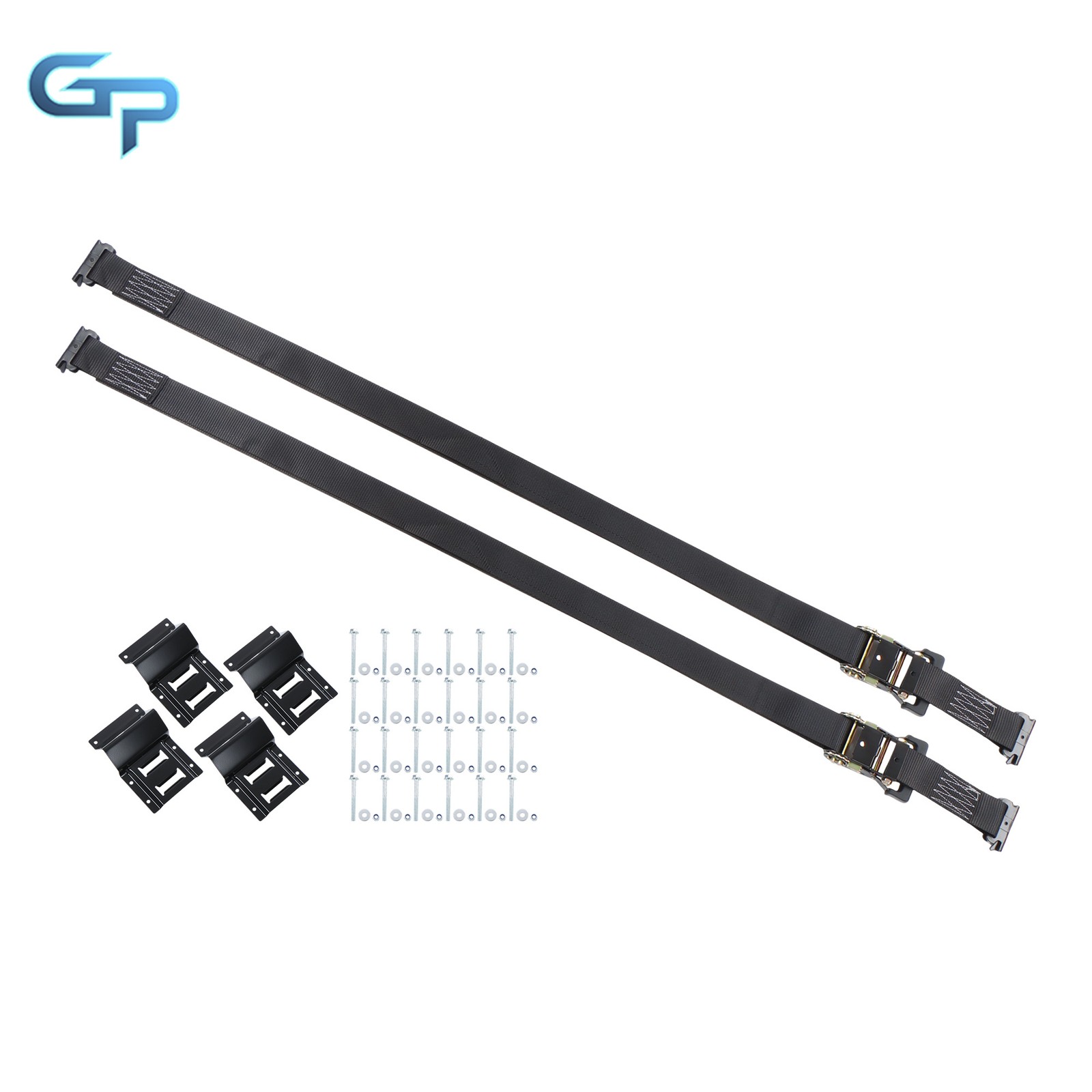 Wheel Chock Tie Down Kit 2×Tire Ratchet Straps 4× Wheel Chocks with Nuts