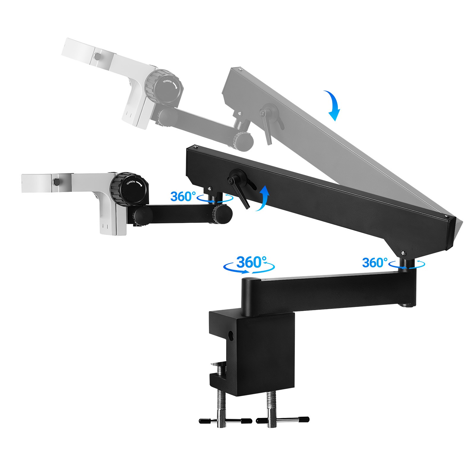 Foldable Bracket with Table Clip Stereo Trinocular Stand for Digital Microscope