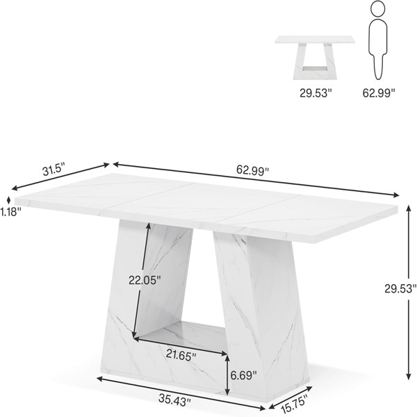 Dining Table Faux Marble Dining Table White Modern Kitchen Table for Dining Room