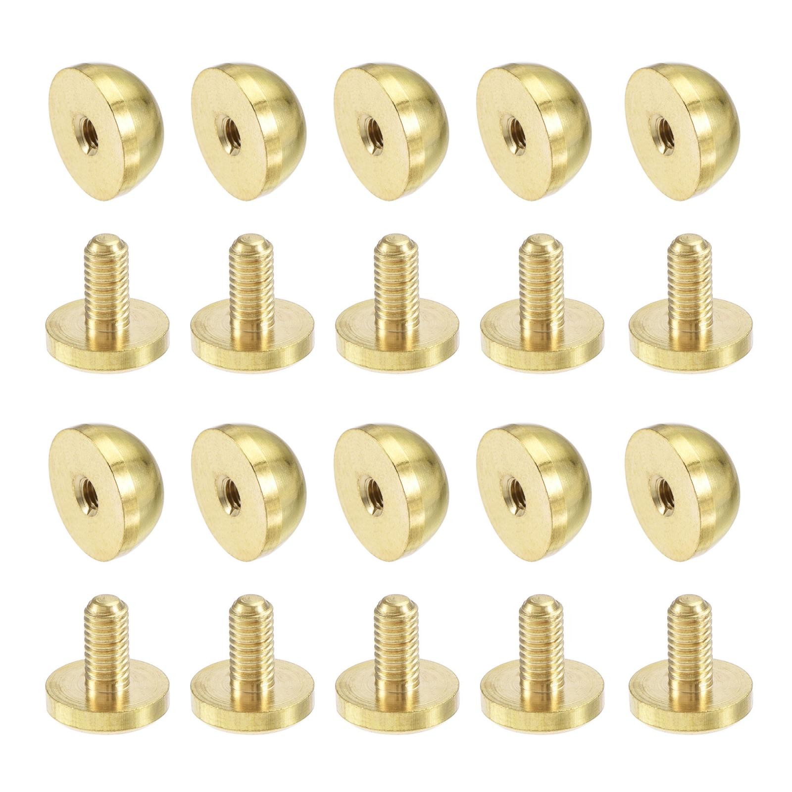 12x7mm Round Studs Rivet Purse Handbag Feet Nails Brass Leather Craft DIY 10pcs