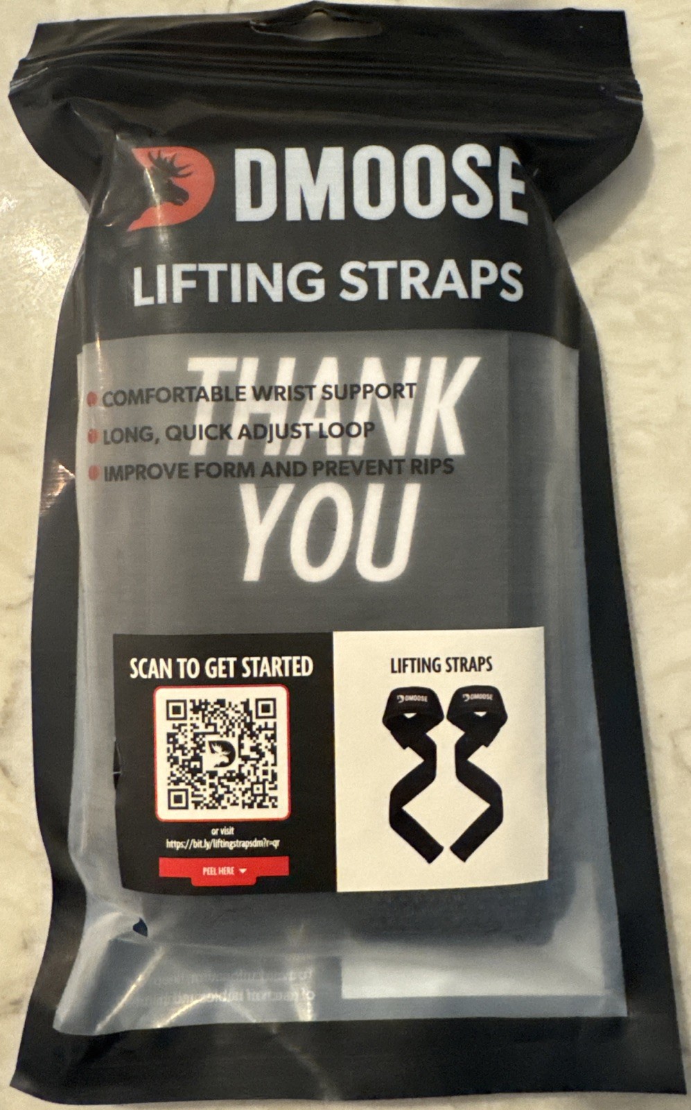 DMoose Powerlifting Straps Weight Lifting Straps Black