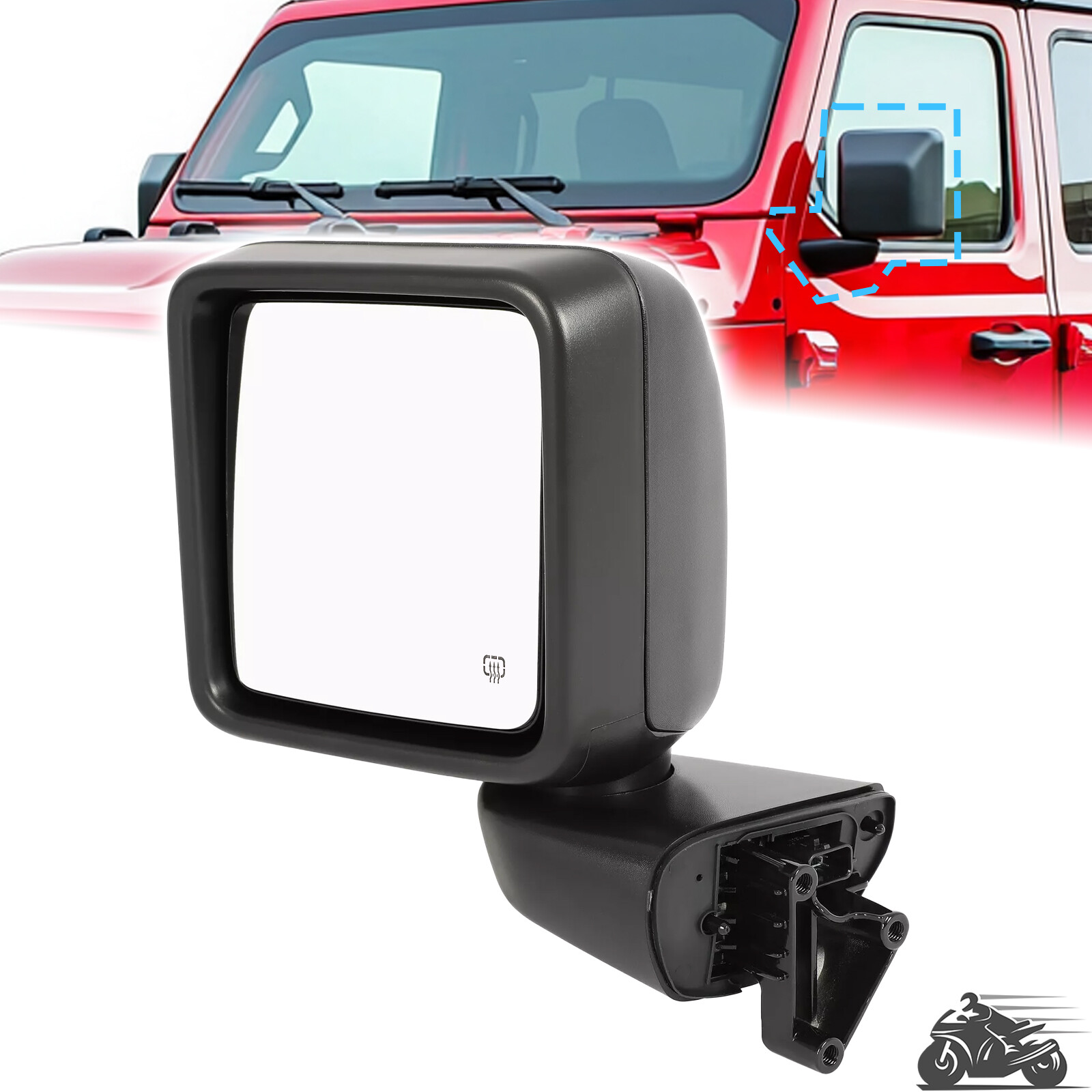 Power Heated Mirror LH Driver Side For Jeep Wrangler 2018-24/Gladiator 2020-24
