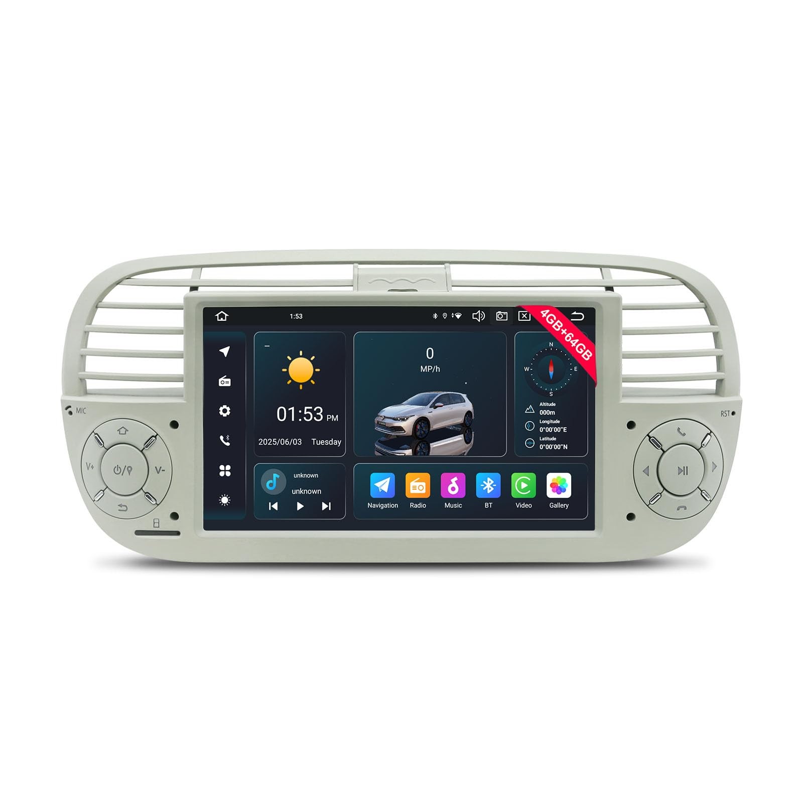 Car Radio for Fiat 500 2007-2015 with 7 inch QLED IPS Touchscreen, Android 14...