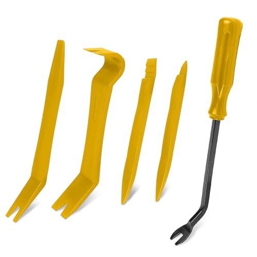 5PCS Auto Trim Removal Tool Kit, No-Scratch Plastic Pry Kit, Interior Yellow