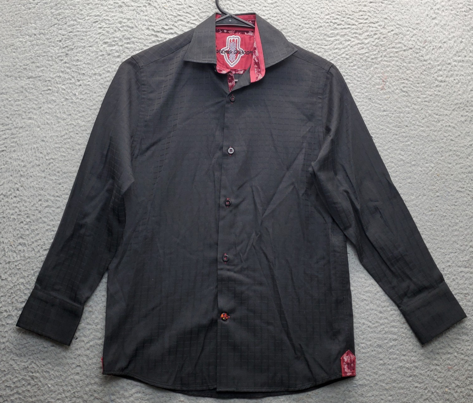 Luchiano Visconti Shirt Youth 12 Black Check Classic Fit Long Sleeve Button-Up