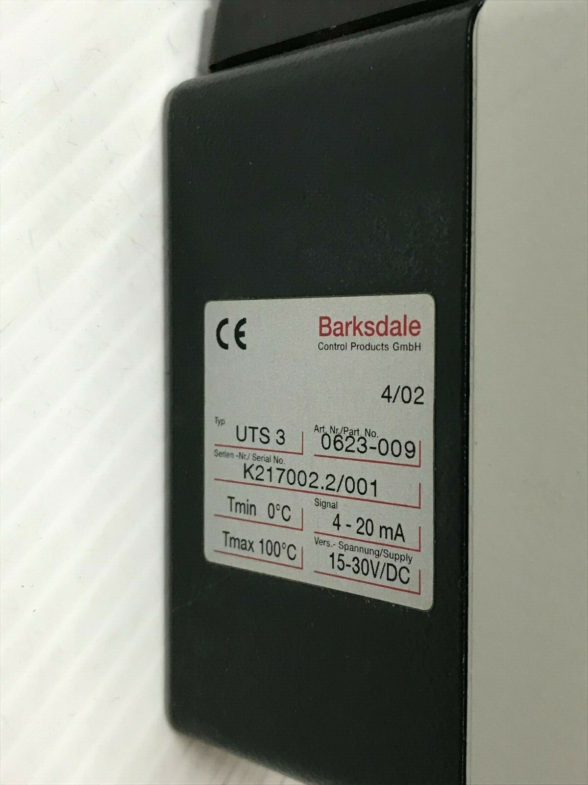 Barksdale 0623-009 Type UTS 3 Temperature Switch