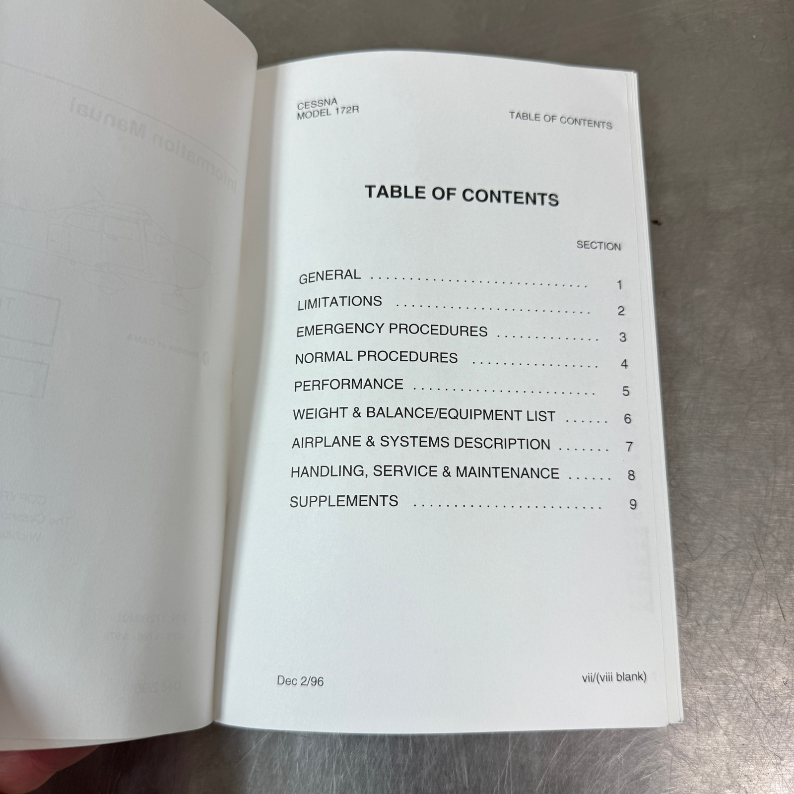 CESSNA Skyhawk Model 172R Information Manual 1996