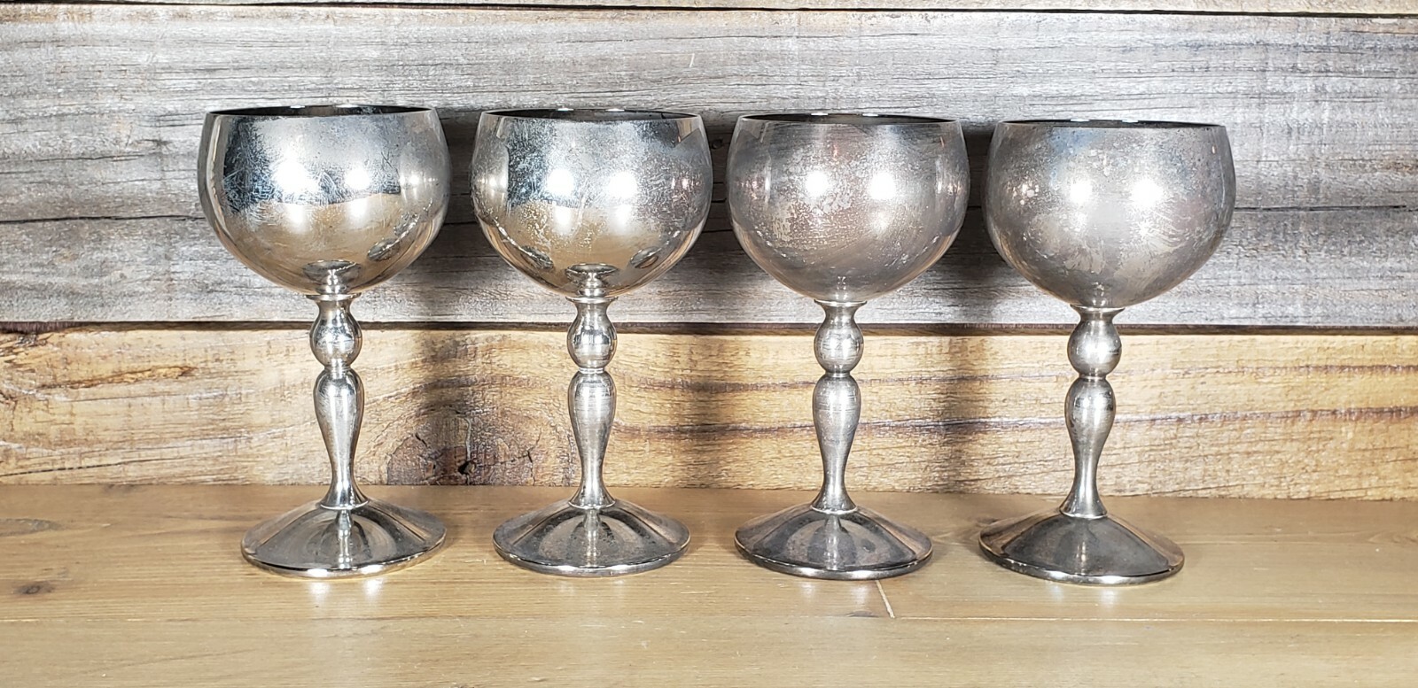 Vtg Kirk International Goblets Silver Plated Marked KI With Bird Spain Set of 4