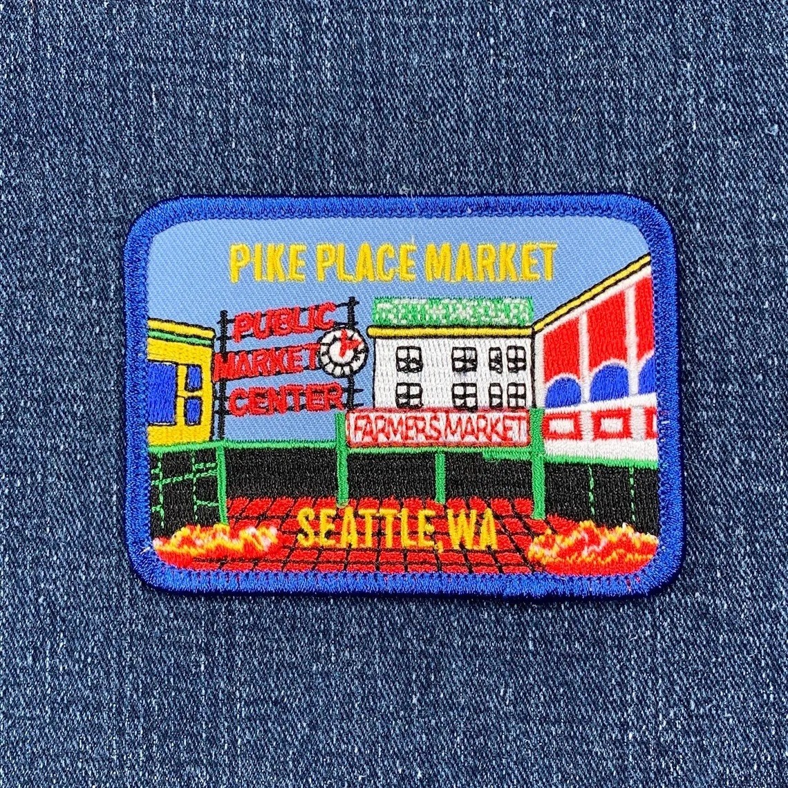 Pike Place Market Seattle Patch - Embroidered Washington Badge 3.5" (Iron On)