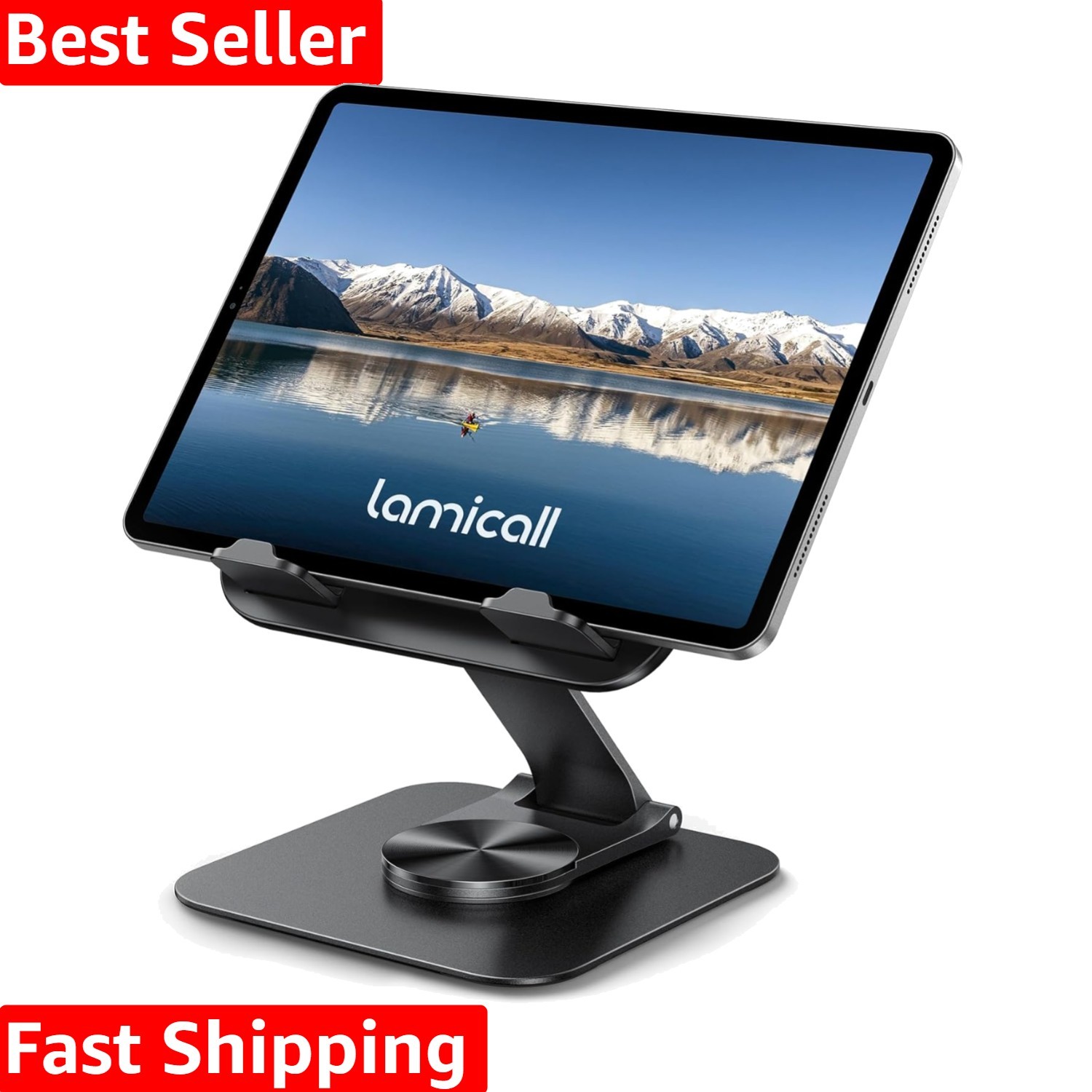 Adjustable iPad Stand for Desk - [Ultra-Slim Foldable][360°Rotation] Tablet S...
