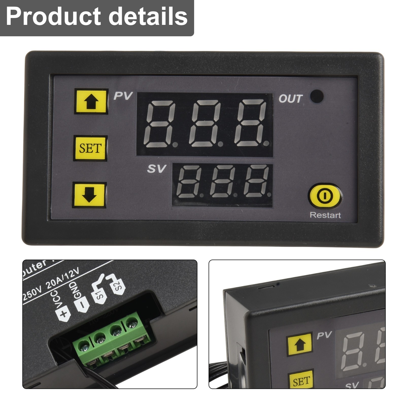 Relay Thermostat Waterproof Temperature Controller Control LED Digital DC 12V