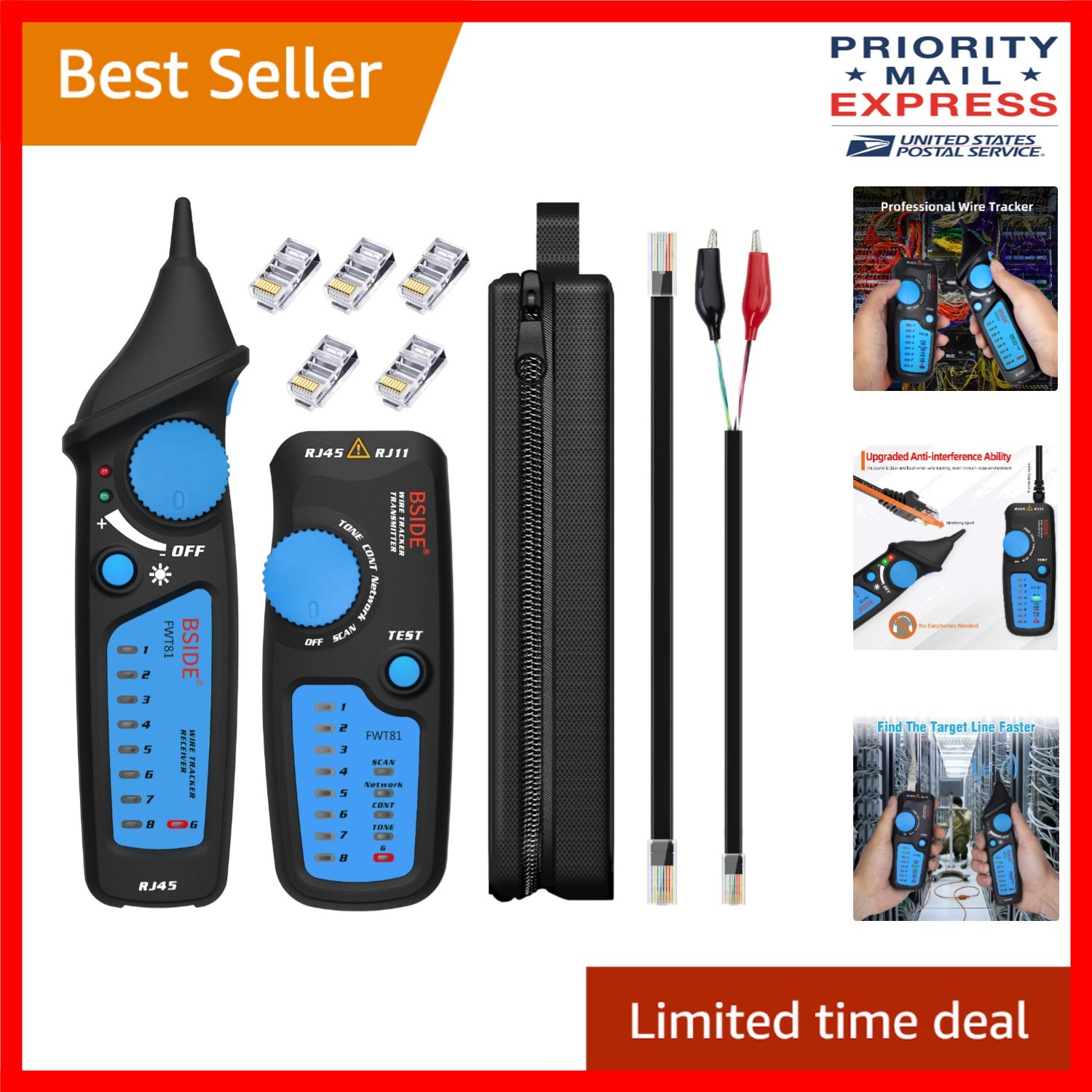 Compact Wire Finder Tool with Super Anti-Interference - Includes Carrying Case