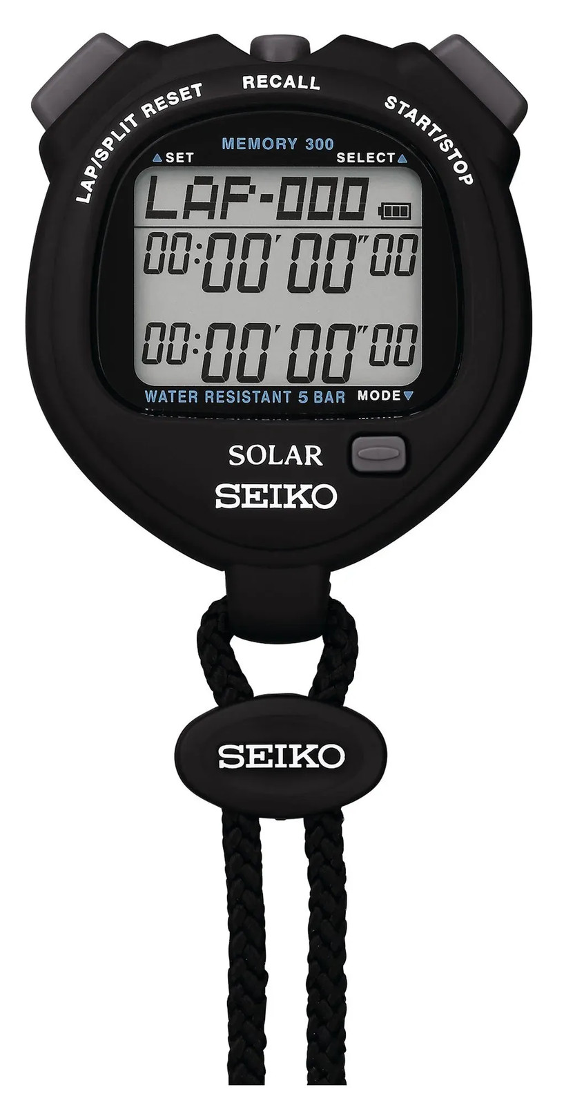 Japan NEW SEIKO SOLER STANDARD Black Stopwatch SVAJ001 Solar-Powered 300 Memory
