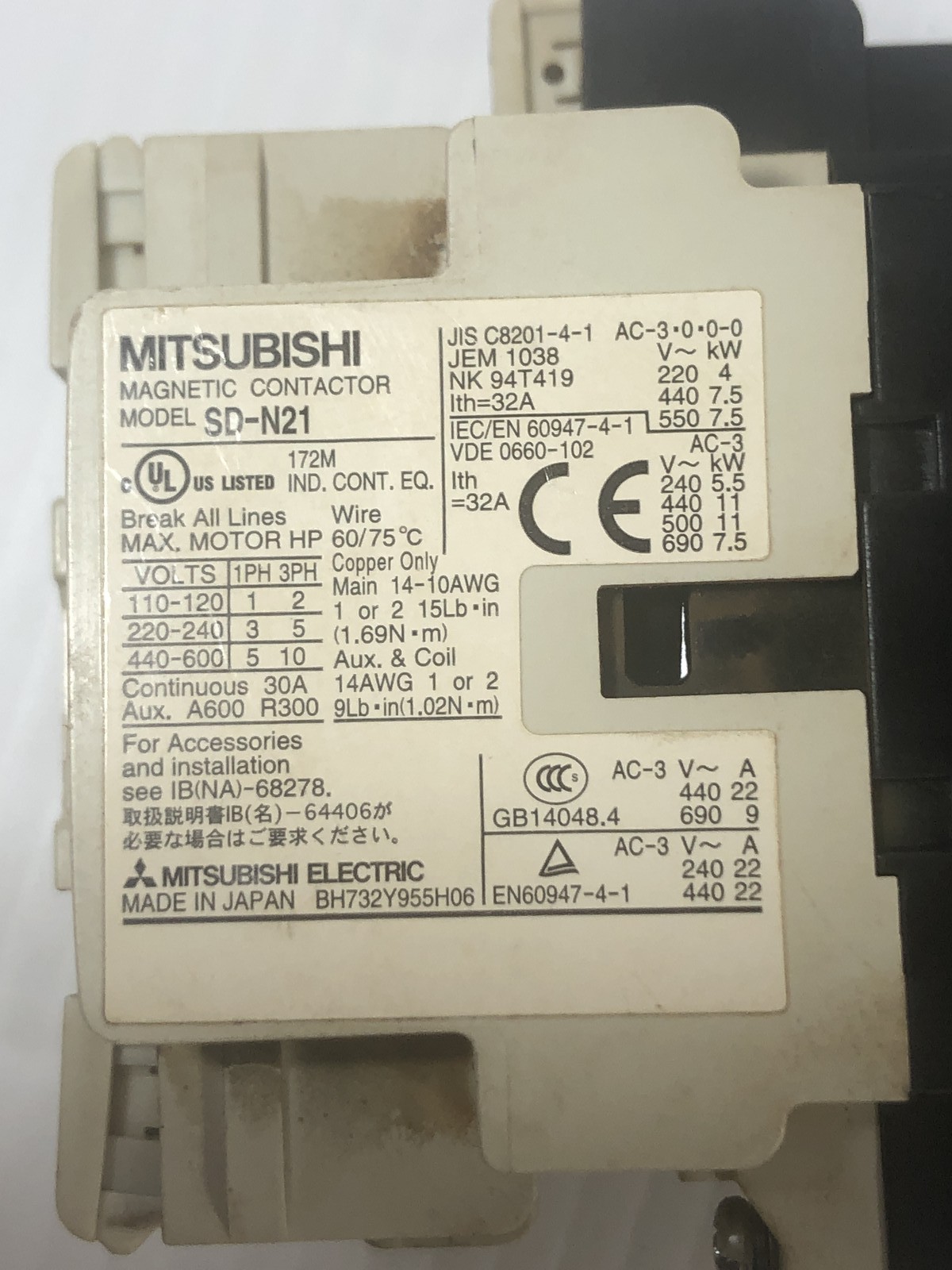 Mitsubishi Magnetic Contactor SD-N21