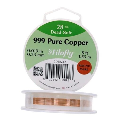 Copper Wire, Dead Soft, Round, (5 FT) 28 Gauge 5 Feet