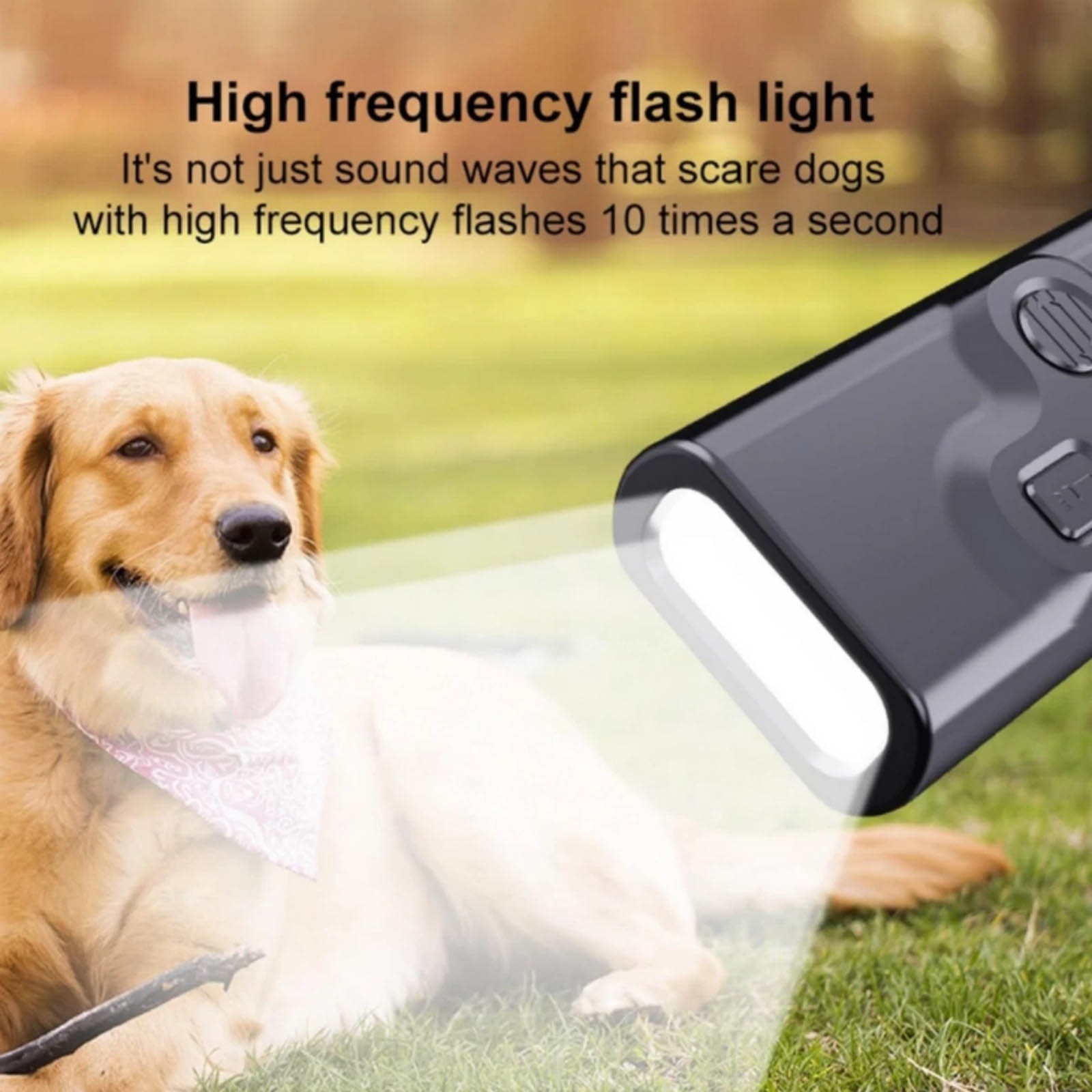 Dog Training Ultrasonic Device with Bark Control and LED Flashlight Deterrent