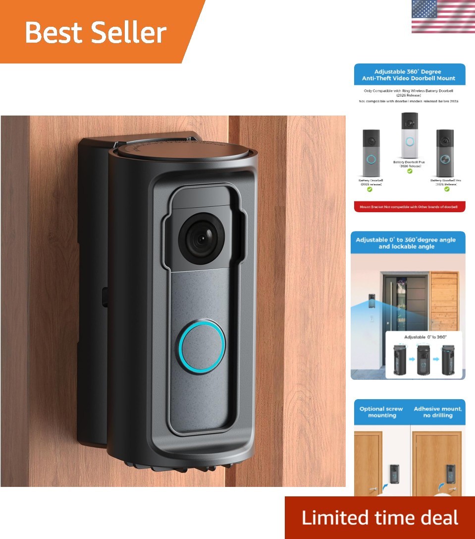 No-Drill Doorbell Mount with 360° Rotation - Compatible with 2026 Ring Series