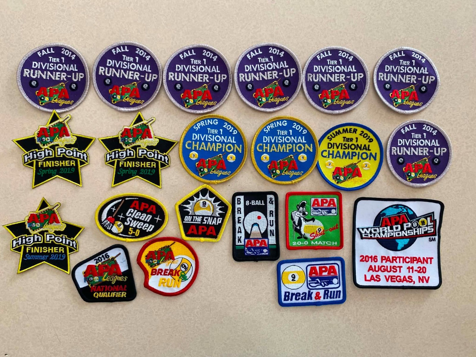 Lot of 21 Variety of APA Billiards Pool League Patches New