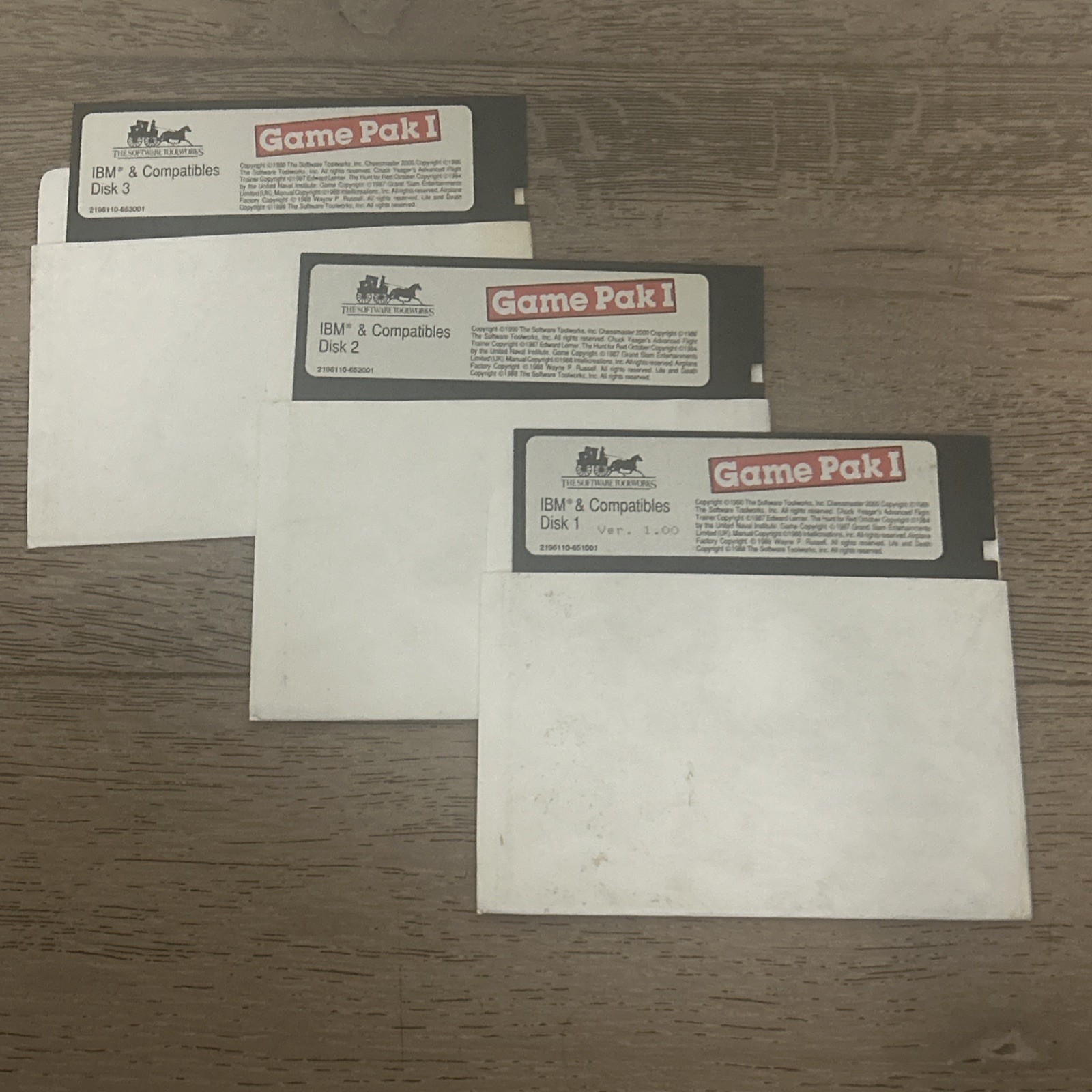 Vintage Software Toolworks Game Pak I IBM DOS Computer Software 5.25 Disks 1,2,3