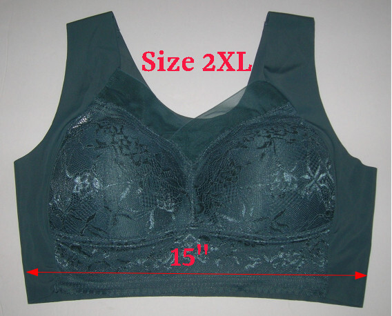 Wirefree Bralette Bra Size 2XL Full Coverage Smooth Back Lace Mesh Dark Cyan