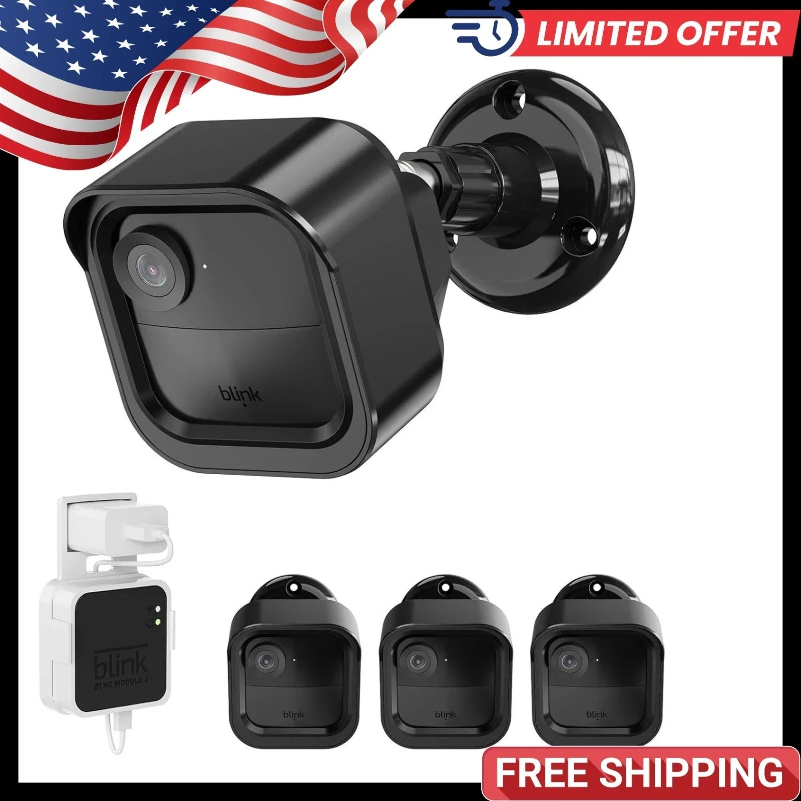 3 Pack All New Blink Outdoor & Indoor Wireless Home Security Camera System Mount