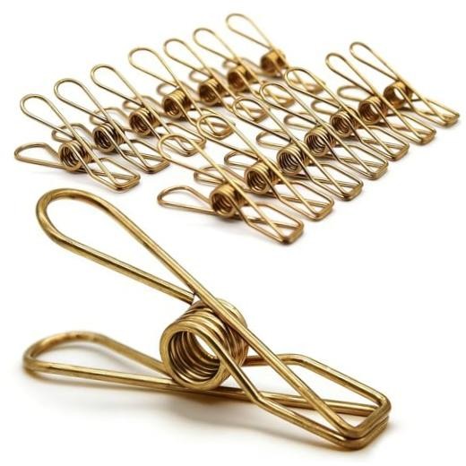50 Pack Wire Clothes Pins, Stainless Steel Clothespins Metal Clothes Gold-a