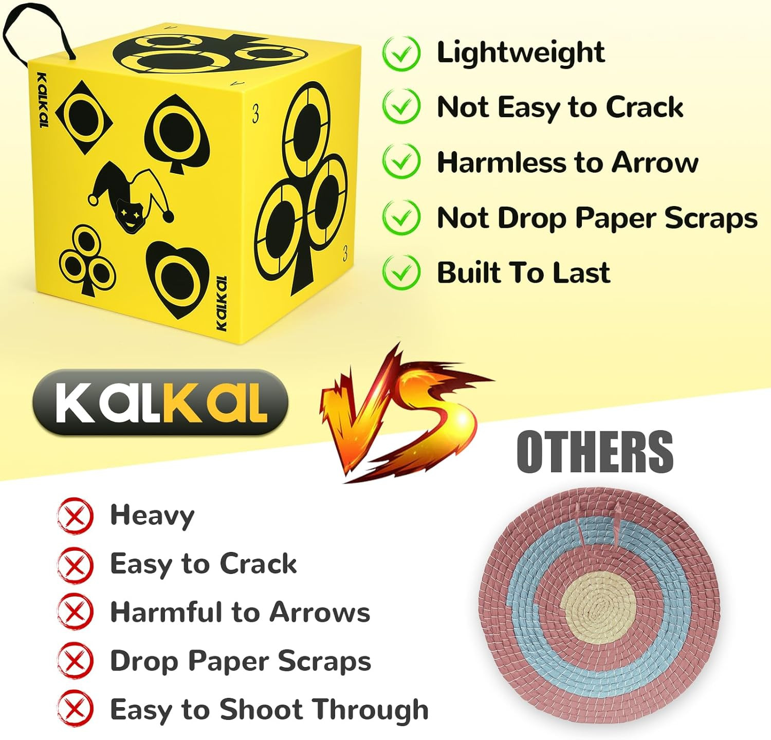 6-Sided Foam Archery Target Block with Handle - Lightweight & Easy Arrow Removal