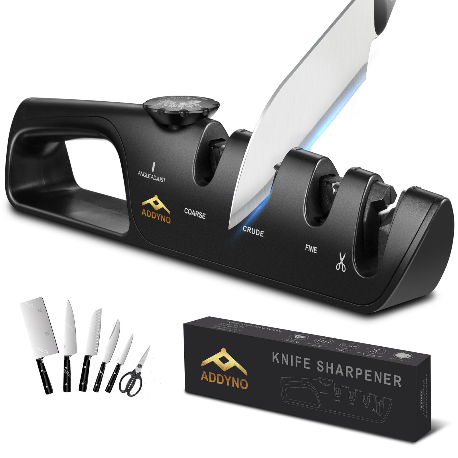 4 in 1 Adjustable Angle Knife Sharpener Black Kitchen Blade Tool