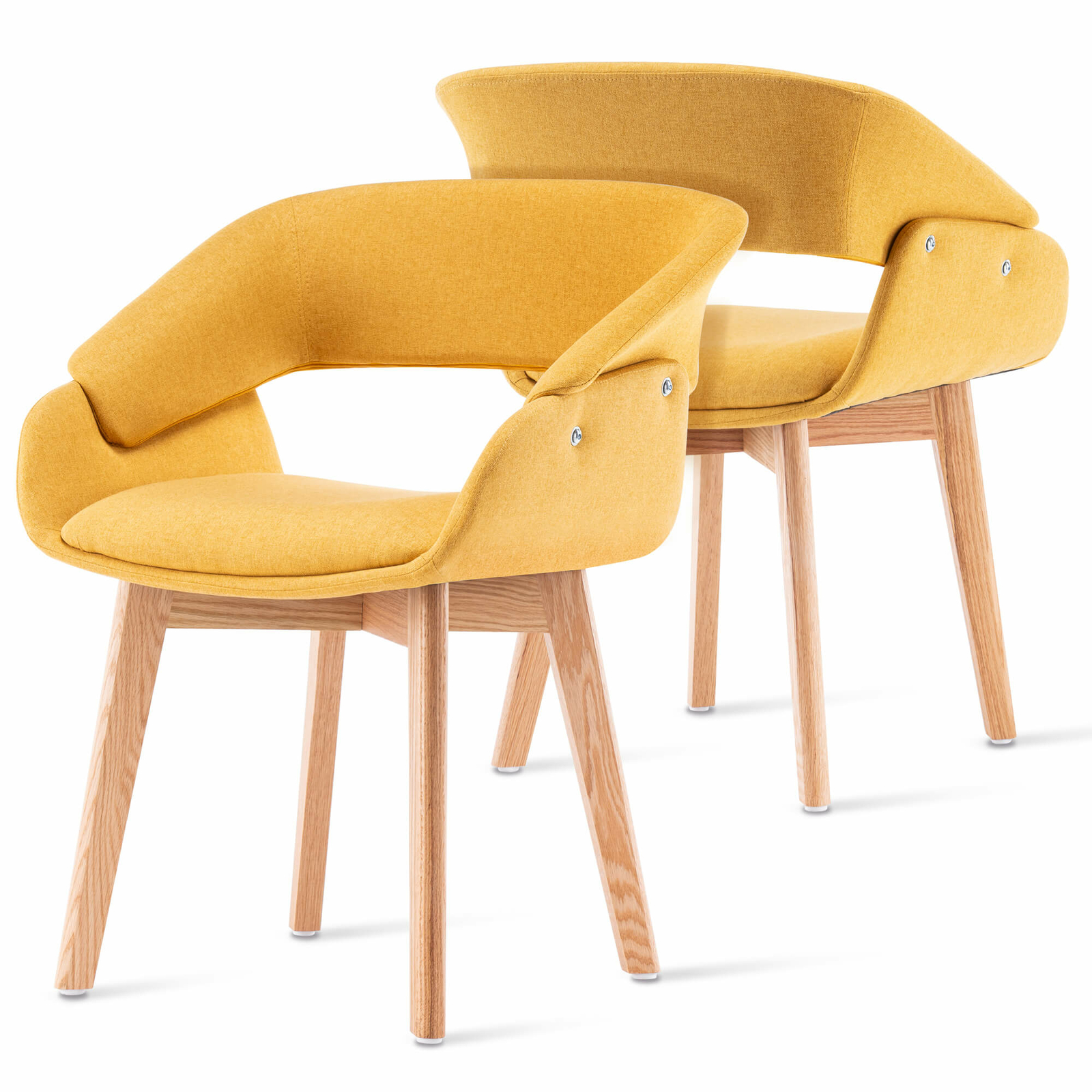 Ivinta Modern Dining Chair Set of 2 Living Room Accent Arm Chairs Linen Fabric