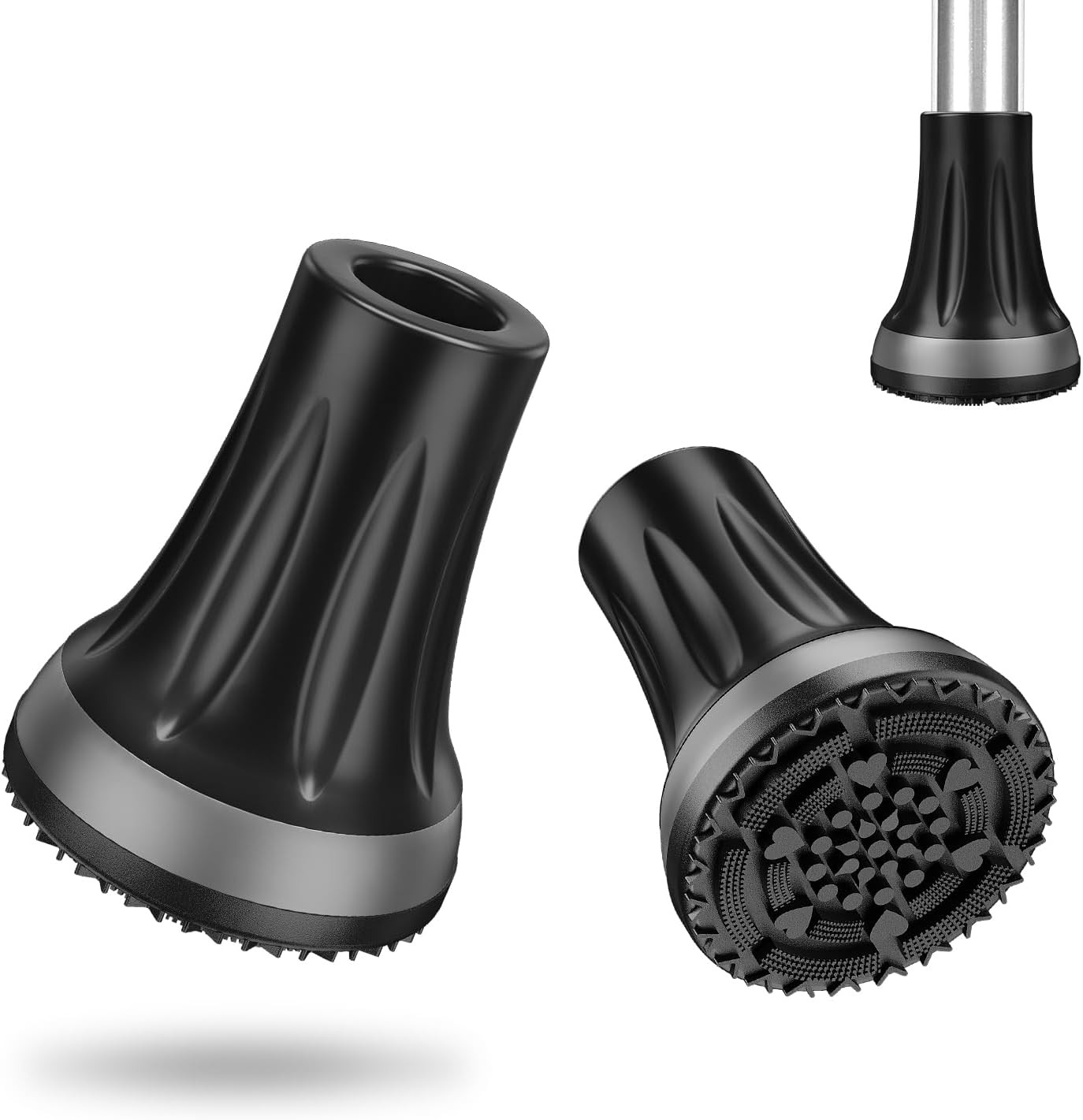 3/4" Cane Tips (2-Pack), Anti-Slip Replacement Rubber Foot Pad for All Terrain H