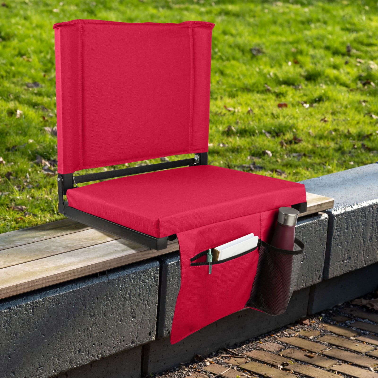 Bleacher Seat - Stadium Seat Cushion with Back, Maroon