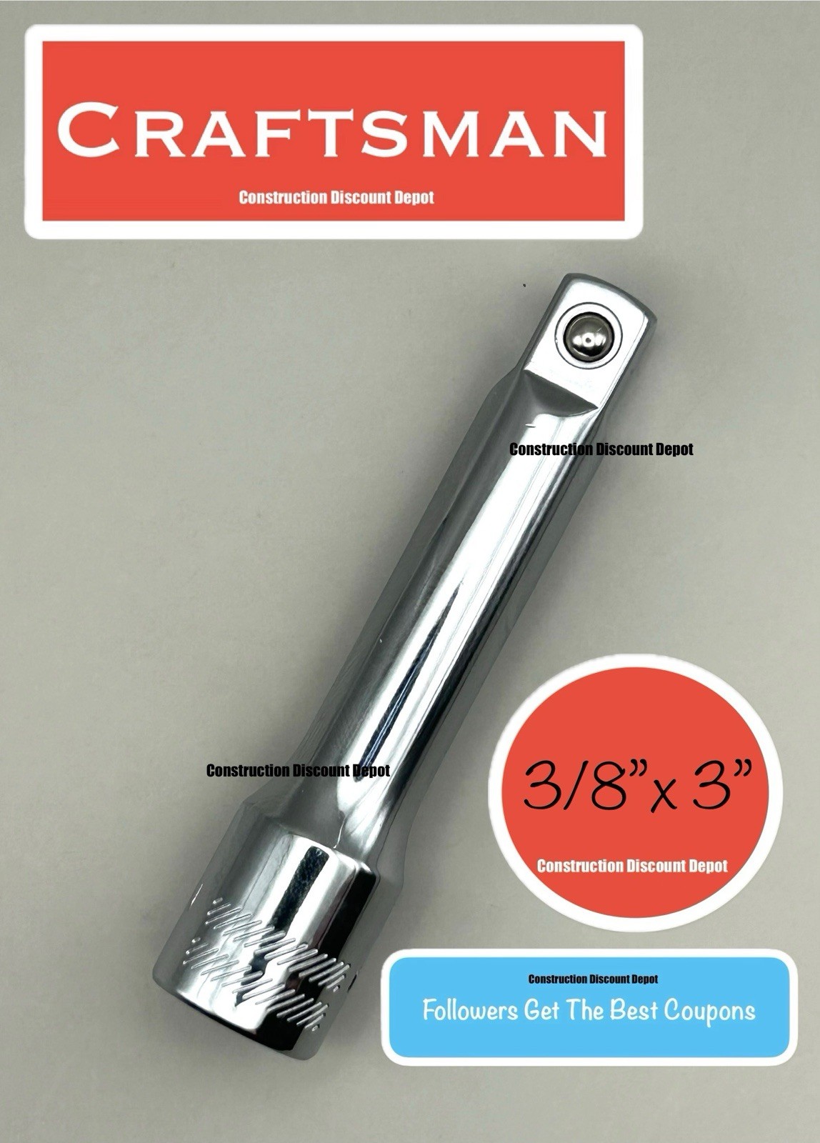 Craftsman  3/8" Drive X 3" Socket Extension Bar CMMT44261 new 3/8 in. x 3-in.