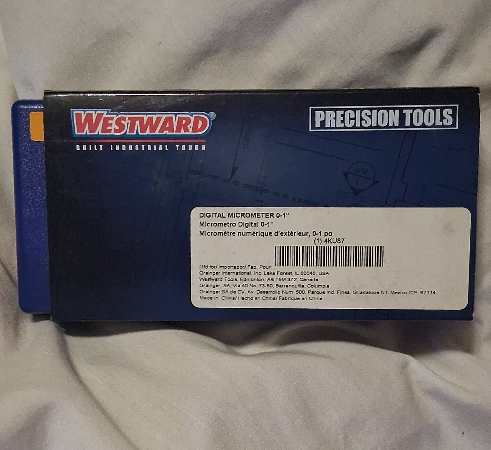 Westward Digital Outside Micrometer 0-1 in Range, 0.0001 in Resolution, 4KU87