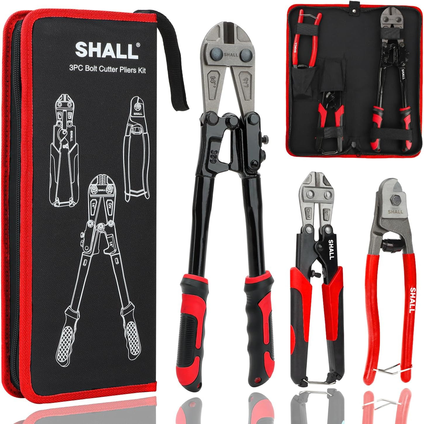3-Piece Bolt Cutters, 14" Heavy Duty Bolt Cutter, 8" Mini Bolt Cutter, 8" Wire R