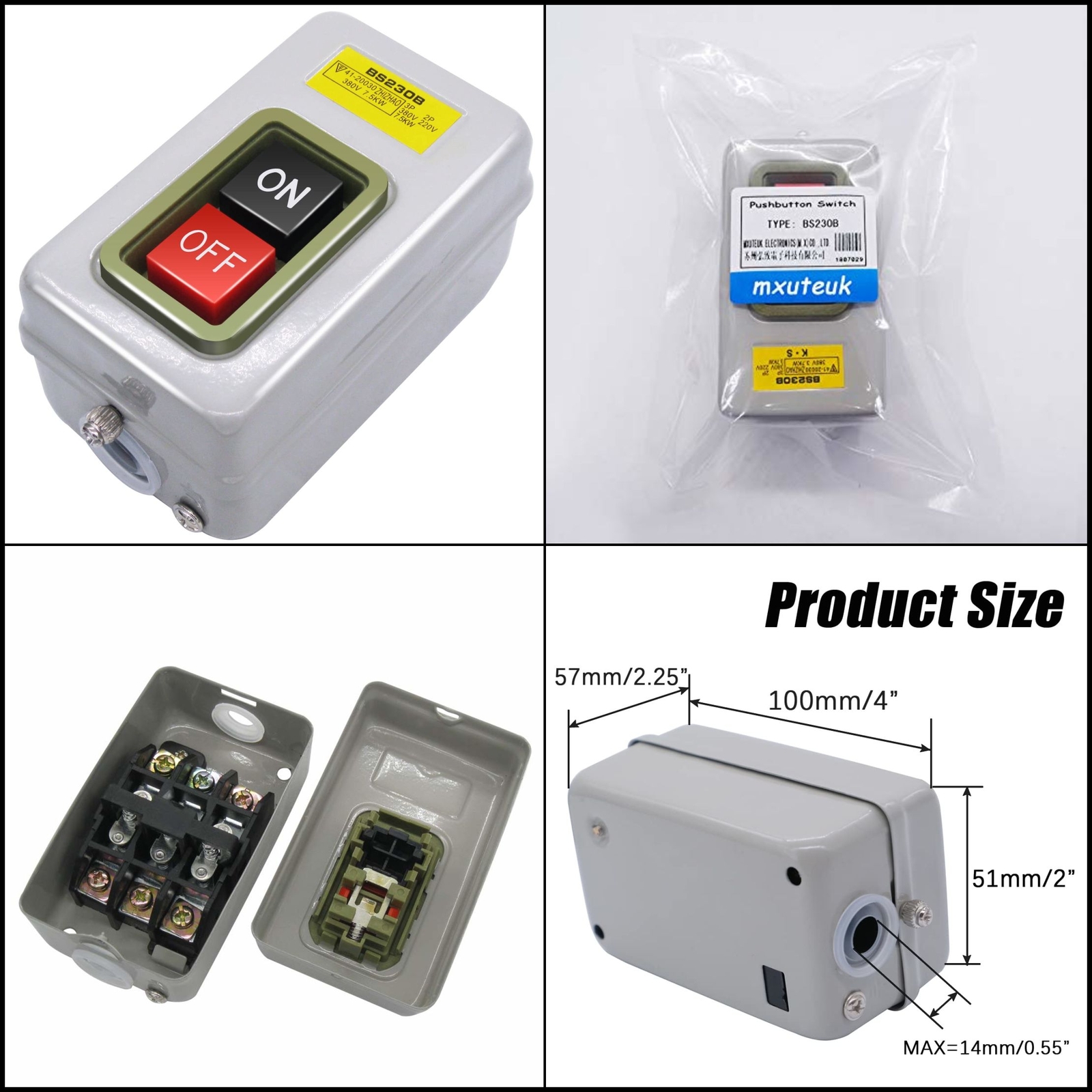 Home Switch On/Off Start Stop Push Button Electric 220V/380V Single Phase