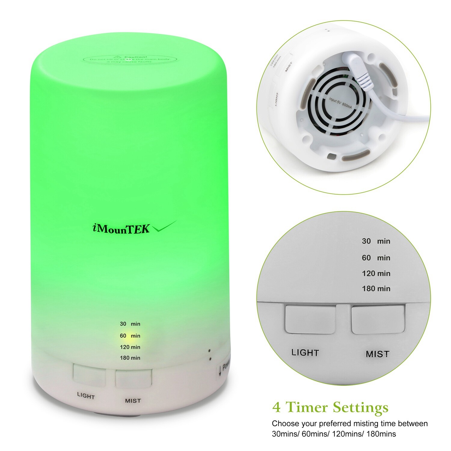 2Pack Mini Ultrasonic Cool Mist Humidifier Essential Diffuser w/ 7 Color 4 Timer