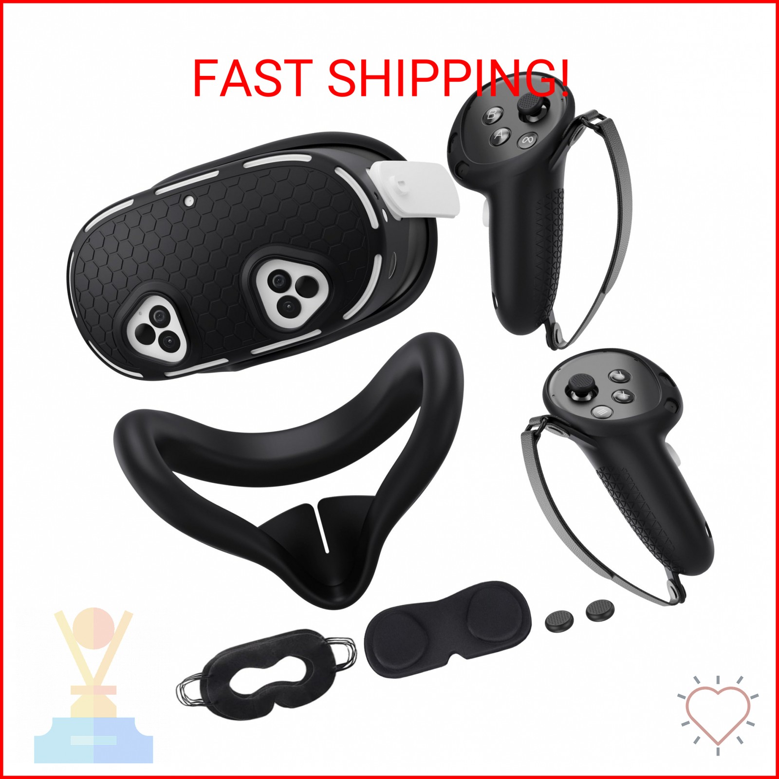 Silicone Cover Set Compatible with Meta/Oculus Quest 3s Accessories, VR Silicone