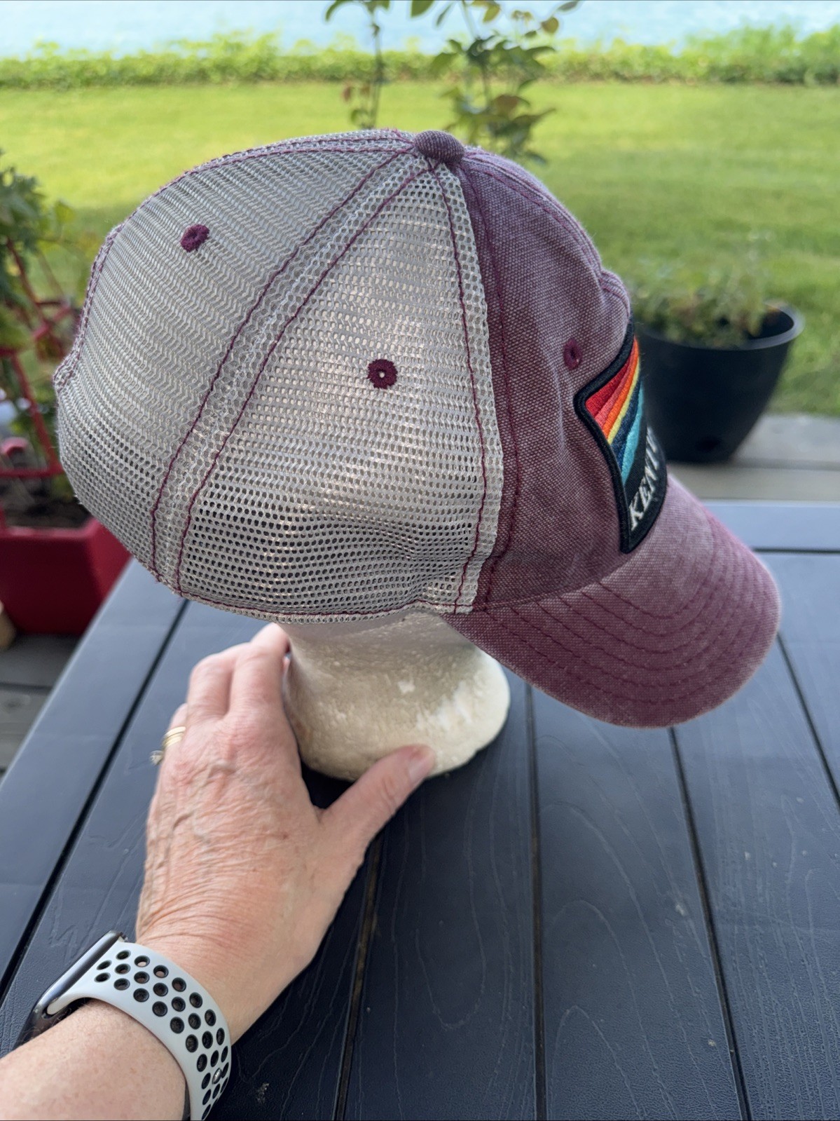Kentucky Multi-Color Sunset Patch WashedMaroon White Trucker Hat cap SnapBack
