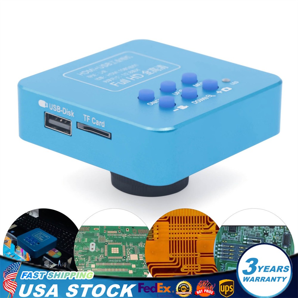 HD 1080p HDMI Industrial Digital Video Microscope Camera C/CS Mount USB Blue NEW