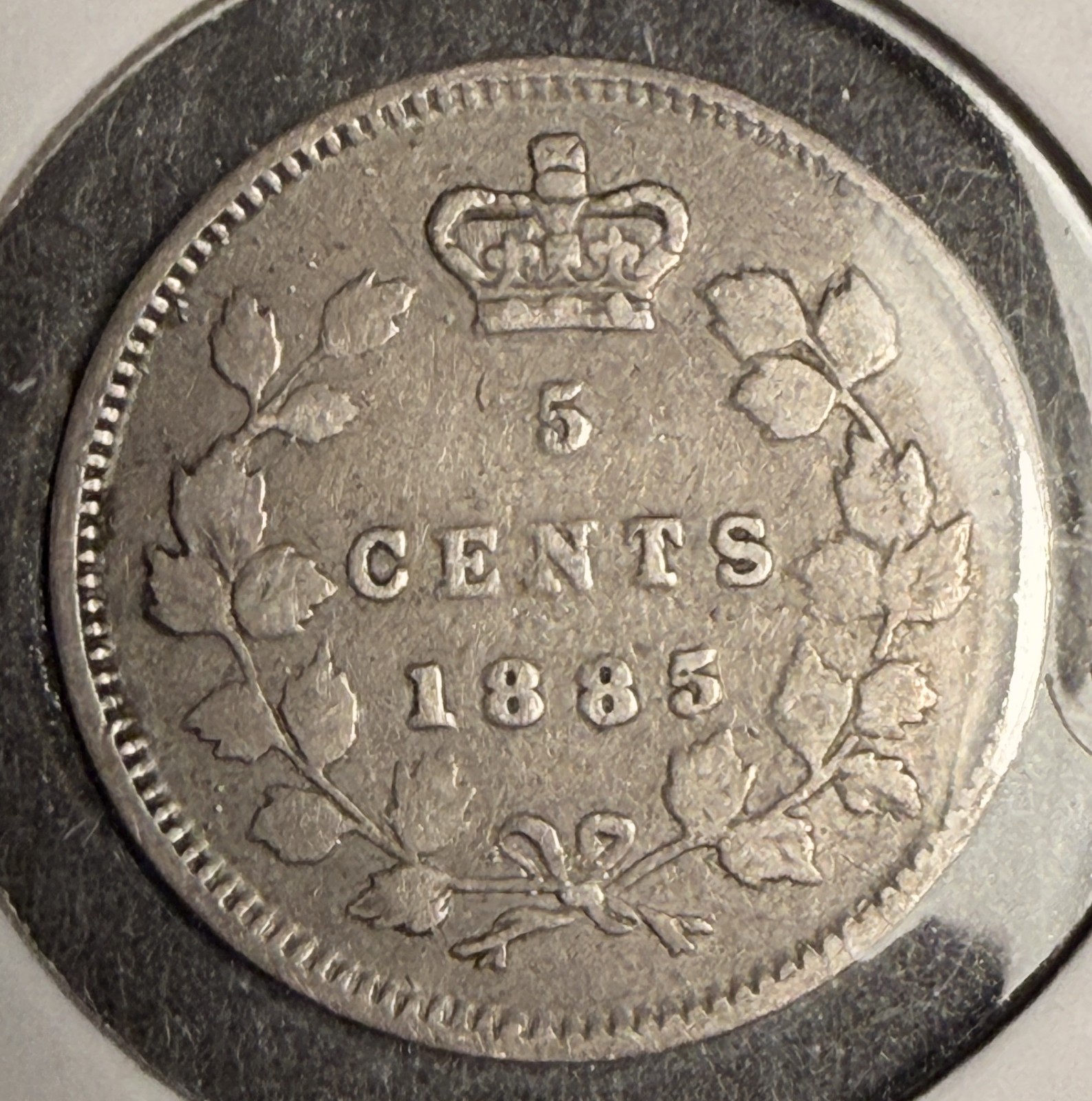 1885 Canadian 5ct Silver, VF. (18580)