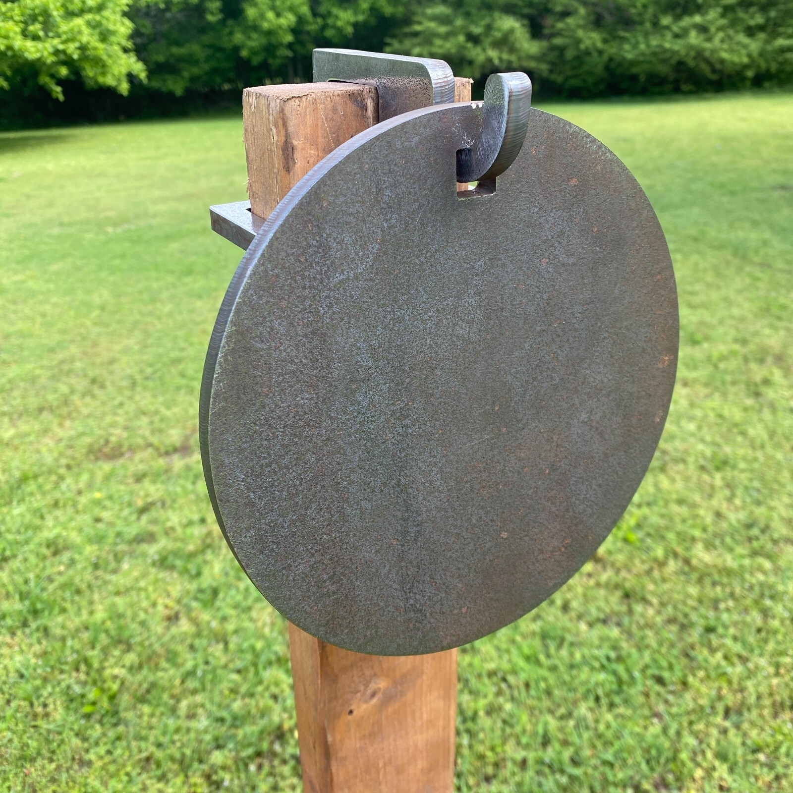 8" Round 3/8" AR500 Steel Shooting Target - Range Gong Hanger w/ 2x4 Hook