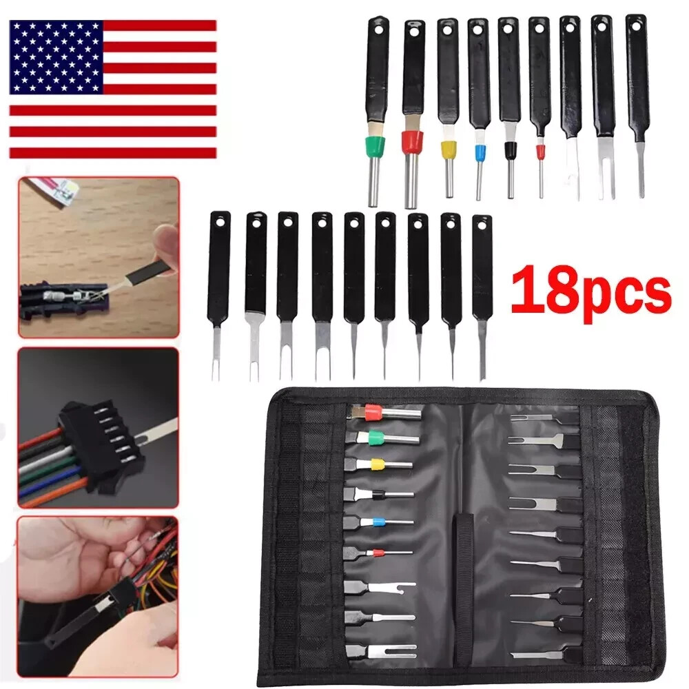18X Pin Ejector Wire Kit Extractor Connector Puller Car Terminal Removal Tool