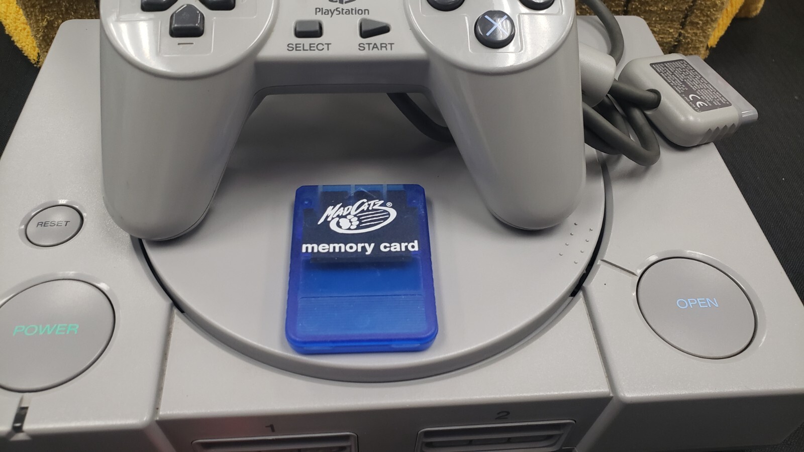 SONY PLAYSTATION PS1 VIDEO GAME CONSOLE 1 CONTROLLER MEMORY CARD CORDS TESTED