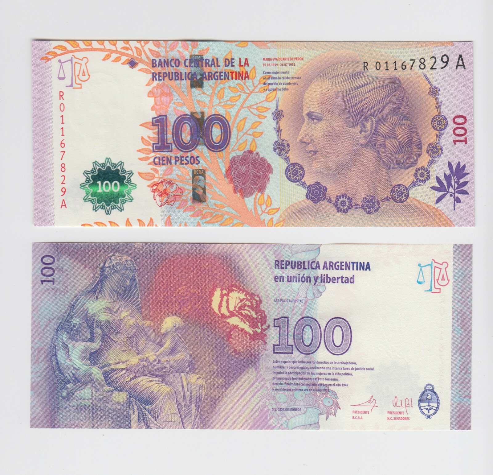 ARGENTINA P.358b  100 PESOS COL 817R REPLACEMENT UNCIRCULATED YYY