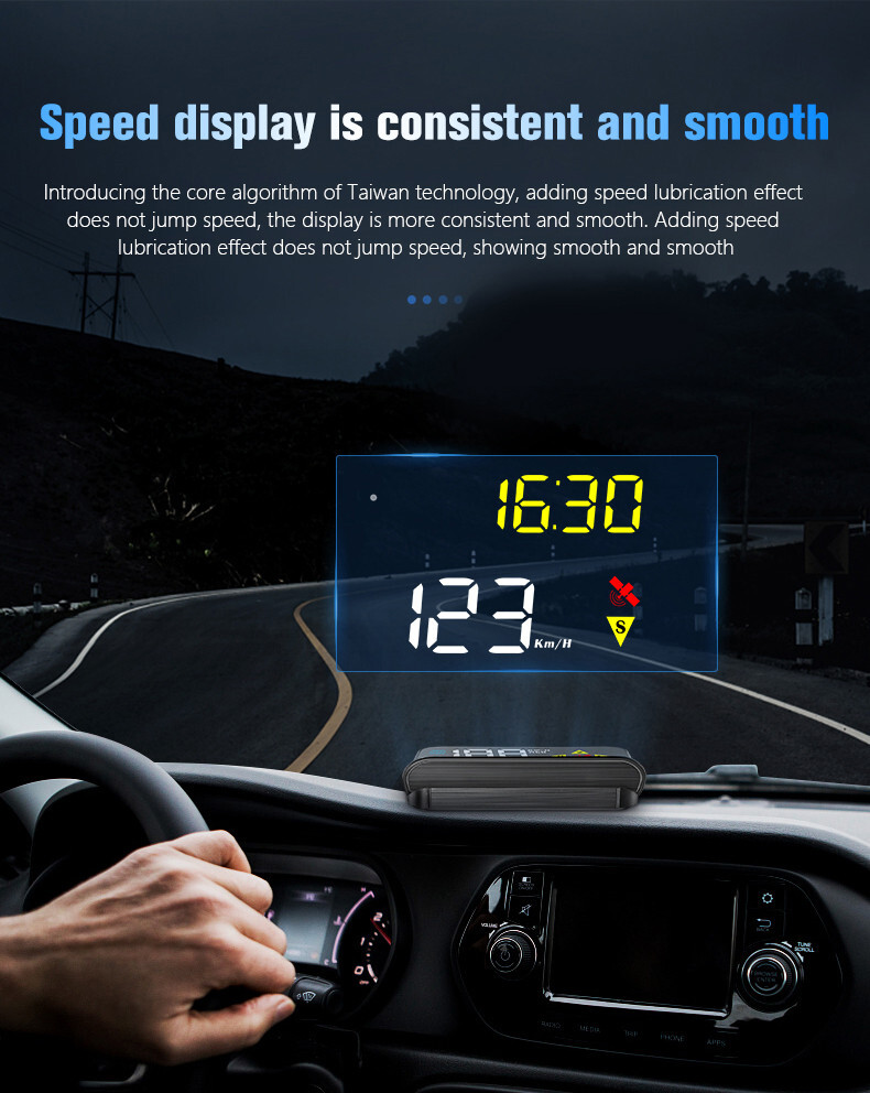 Car HUD Digital Speedometer Projector Head Up Display OBD2 GPS Overspeed Alarm