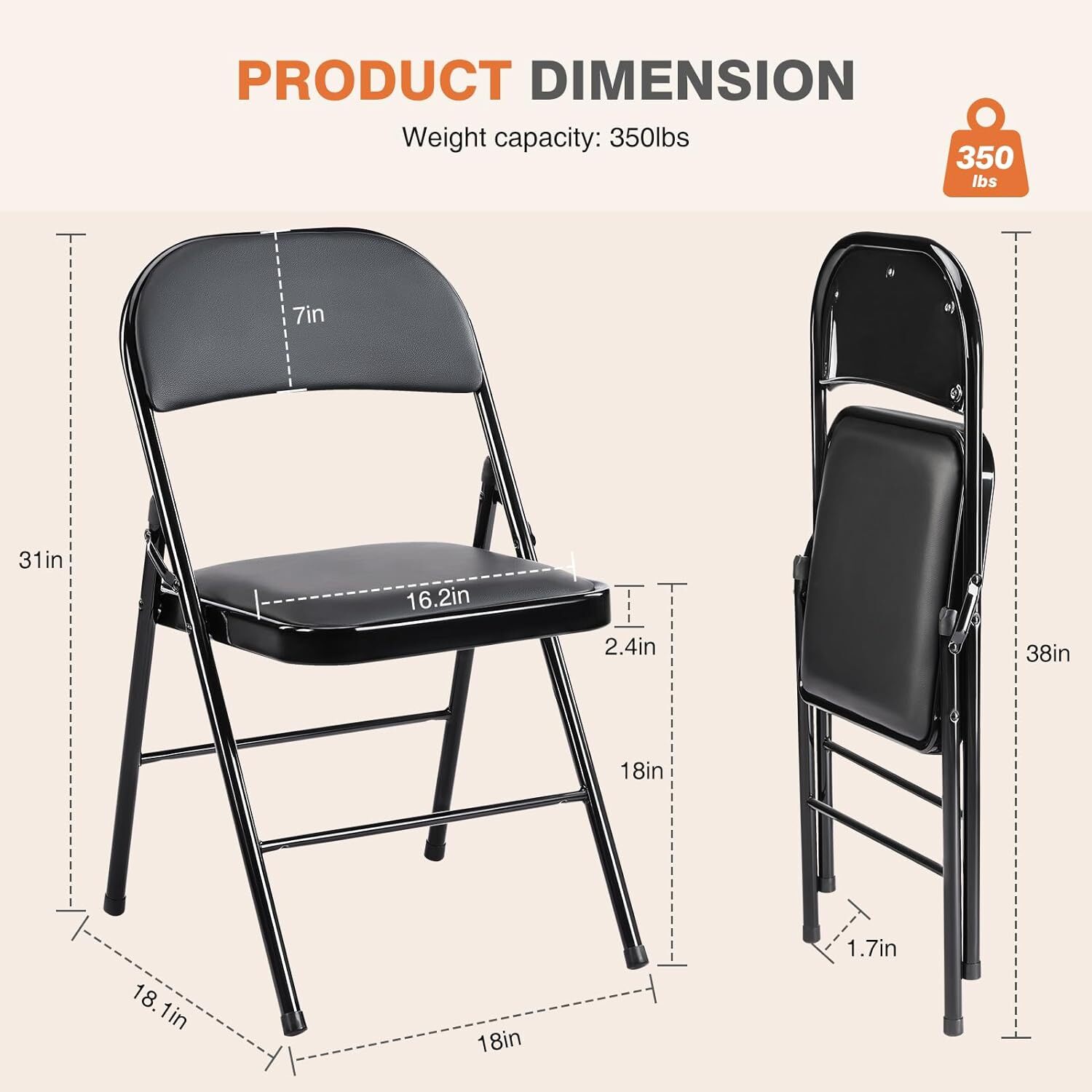 Leather Folding Chair Padded Folding Chairs Sturdy Metal Foldable Chair Outdoor